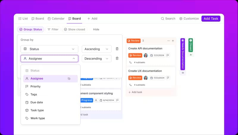 Categorize tasks with subgroups